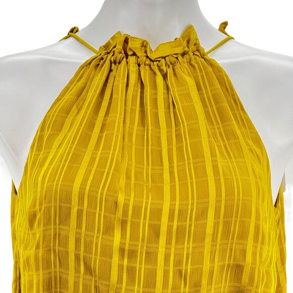 Ted Baker Women’s Cliara Blouse Size 1 US 4 Drawstring Waist Halter Tops Yellow - Picture 6 of 12